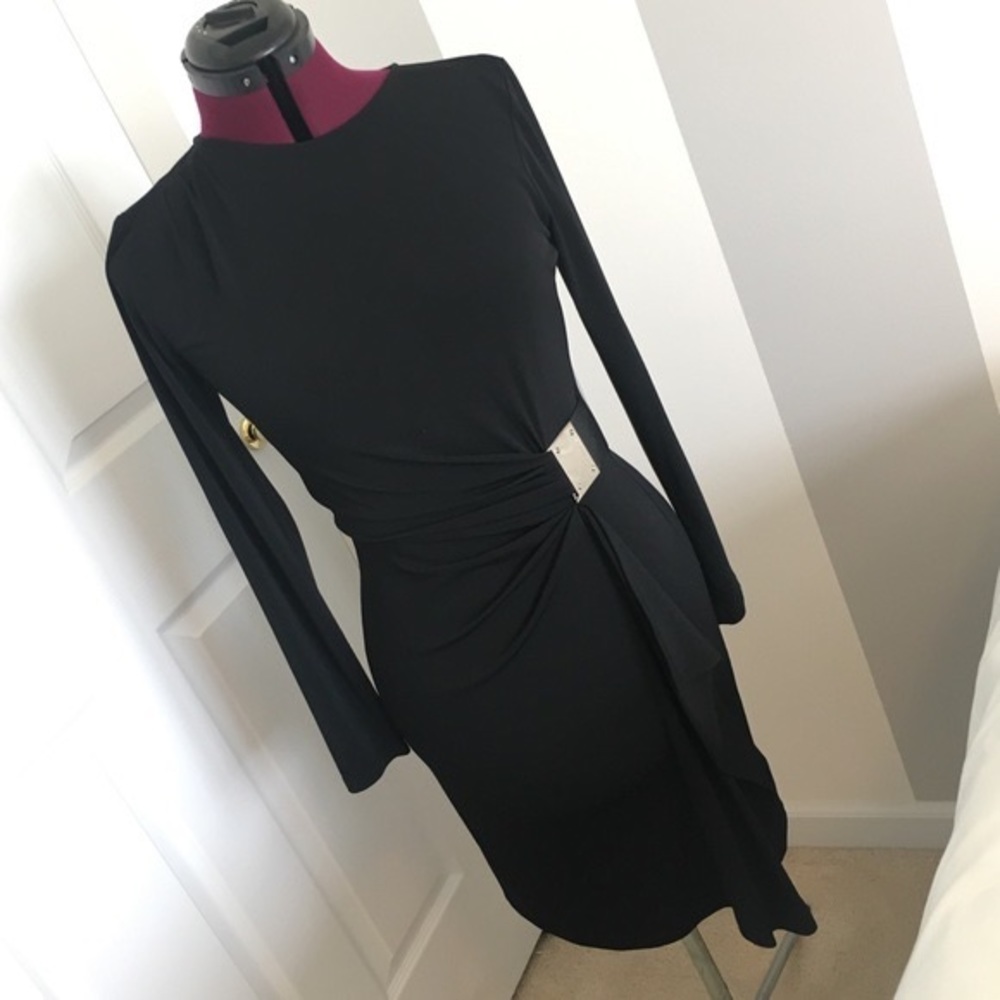 MICHAEL burgundy faux wrap dress.